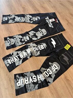 Graphic Black Men’s Jeans with Bold Print